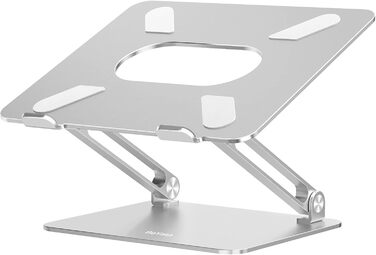 Adjustable Aluminum Laptop Stand - Ventilated Laptop Holder for 10-17 Inch Laptops, MacBooks, Dell, HP, Samsung, Acer - Silver