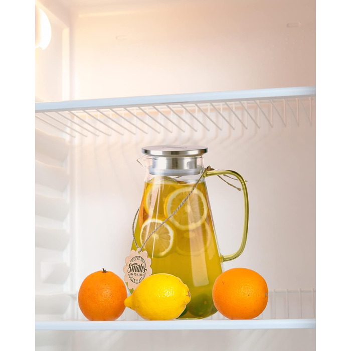 Скляний графин Smiths Mason Jars 1.8 л з інфузором і двосторонньою кришкою — універсальний графин для води, чаю та напоїв, стильний дизайн, підходить для гарячих і холодних напоїв
