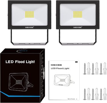 MEIKEE 35W LED Floodlights Outdoor 2 Pack 3000LM Super Bright Outdoor Floodlights IP66 Waterproof LED Floodlight 6500K Cool White LED Spotlight, Outdoor Light for Garden, Courtyards, Garage, Hotel, Sports Field