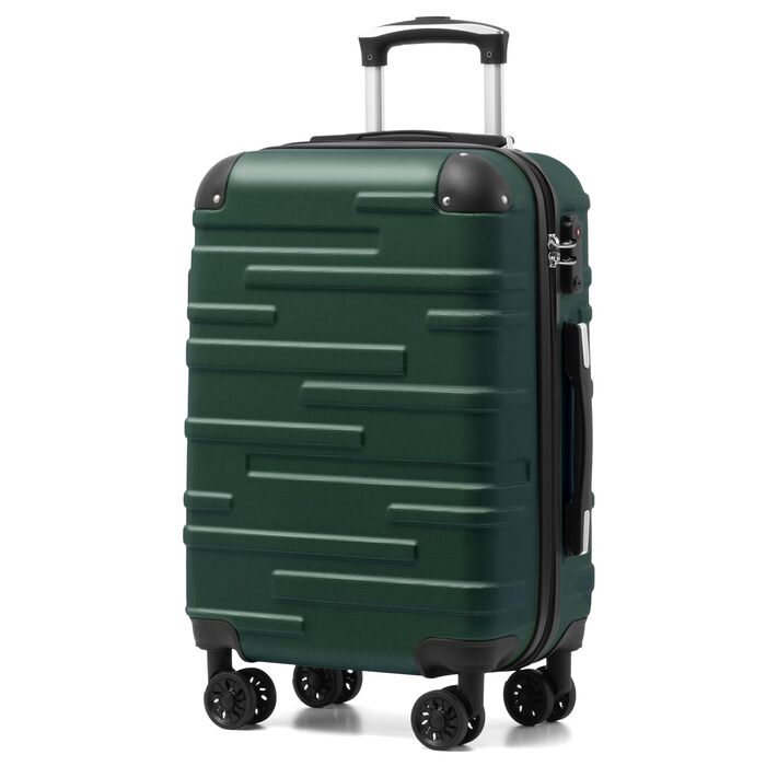 Валіза COOLIFE: жорсткий корпус, ручка-телескопічна, ABS, з TSA-замком, 4 колеса (темно-зелений, ручна поклажа)