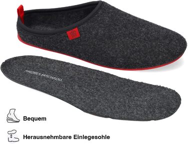 Тапочки Andrés Machado Unisex Dynamic, 44 EU, Чорний/Червоний