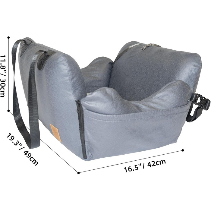 Автомобільний собачий сидіння для собак до 15 кг, чорний, знімний Airbag, миється, з технічної тканини