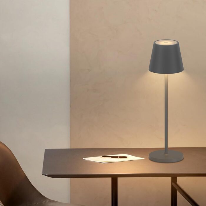 LED акумуляторна настільна лампа Klighten 2 шт. з регулюванням яскравості, для дому та вулиці, з USB зарядкою, 3000K, IP54, алюміній (темно-сірий)