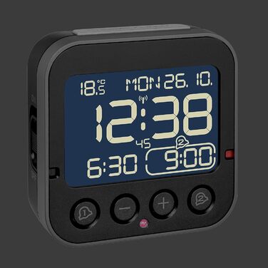 TFA Dostmann Bingo 2.0 Digital Radio Clock, 60.2552.01, High Accuracy, Radio Clock, Temperature Display, Date, L 95 x W 41 x H 96 mm White Numerals