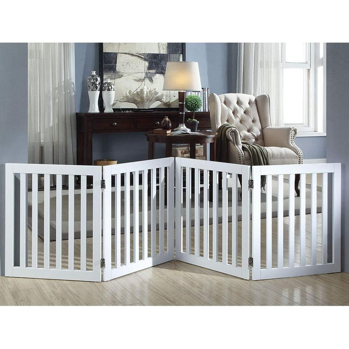 Захисний бар'єр для собак Unipaws: дерев'яне, розкладне, без свердління, 4 елементи, 61 см, 204x61 см