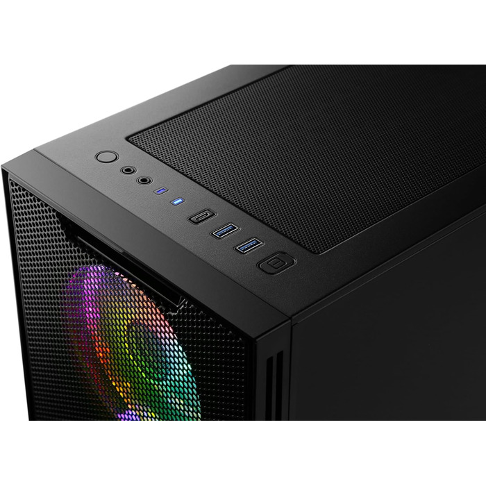Корпус для ігрового ПК VITRUM PRO - Midi Tower з RGB підсвічуванням, скляна бічна панель, встановлені вентилятори, підтримка ATX/mATX/Mini-ITX, білий, чорний