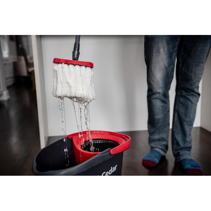 O-Cedar EasyWring: Відро з мотлою та 2 змінні насадки, Червоний/Сірий | Система прибирання