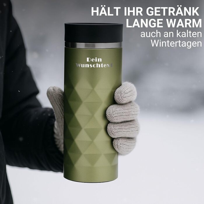 Термокружка Elasto з нержавіючої сталі, 450 мл, з індивідуальною гравіюванням (Saphir Grün)