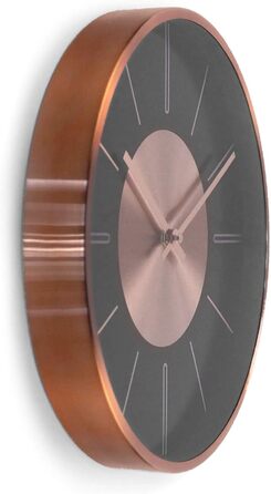 Modern silent aluminum wall clock, 30 cm diameter, without ticking sounds, for living room, bedroom, and office (copper aluminum)