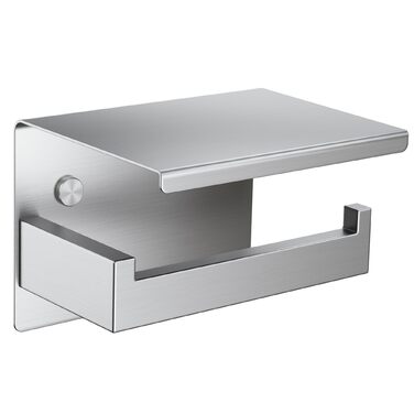 Тримач для туалетного паперу Aikzik без свердління, stainless steel, з 2 клейкими гачками, для ванної кімнати, чорний/сріблястий