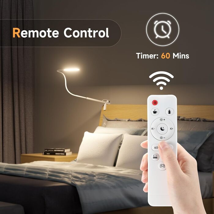 LED лампа для столу з кріпленням, регульована яскравість, архітектурна лампа, з регульованим підлокітником, пульт дистанційного керування, 4 колірні температури, для офісу та дому