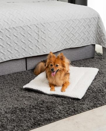 Килимок-підстилка Lionto для собак та котів, теплий, з підкладкою, 60x45 см, сірий. Миючий, з міцною та пухнастою стороною, захист від холоду для тварин будь-якого розміру.