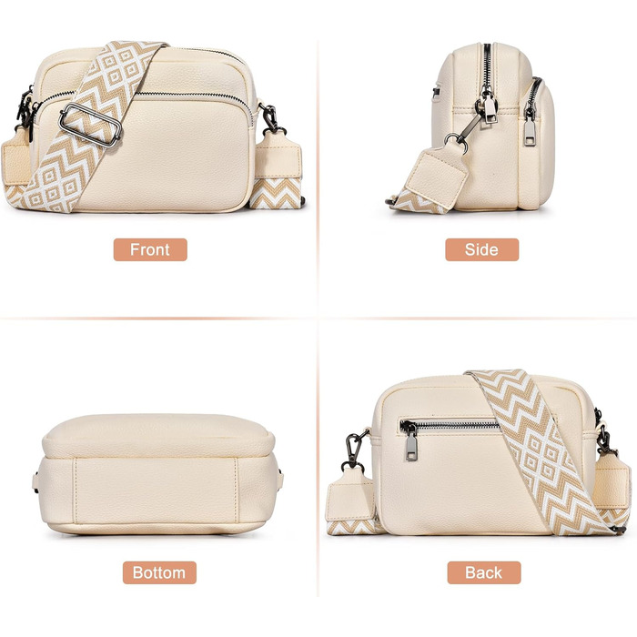 Сумка жіноча через плече бежева PU шкіра, маленька крос-боді з відстібним ремінцем