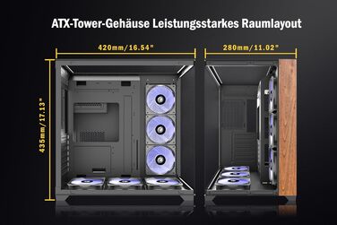 Корпус для ПК ANSAITE P7: Mid-Tower з 6 PWM ARGB-вентиляторами, скляна панель 270°, Type-C, чорний