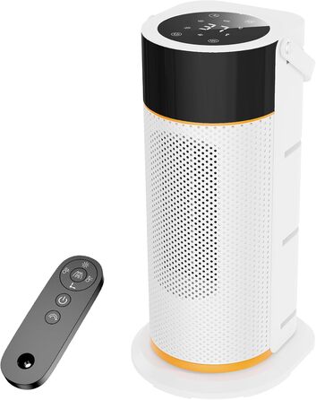 Електричний обігрівач 2000W з PTC-керамічним нагрівачем, тихий, з пультом керування, таймером, поворотним механізмом 70°, LED-дисплеєм для офісу, спальні, ванної кімнати, дому (білий)