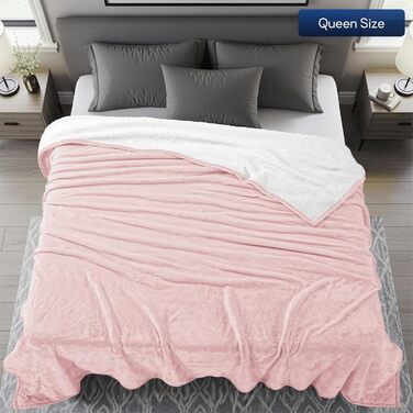 Плед Utopia Bedding з Sherpa: теплий, м'який, двосторонній, 200x150 см, рожевий