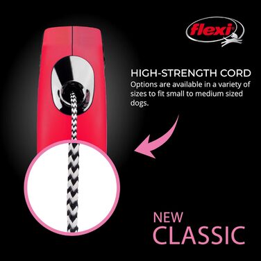 Висувна поводок Flexi® Klassische для собак і котів, ергономічний, міцний, без спутанності, до 11,8 кг, 7,9 м, маленький