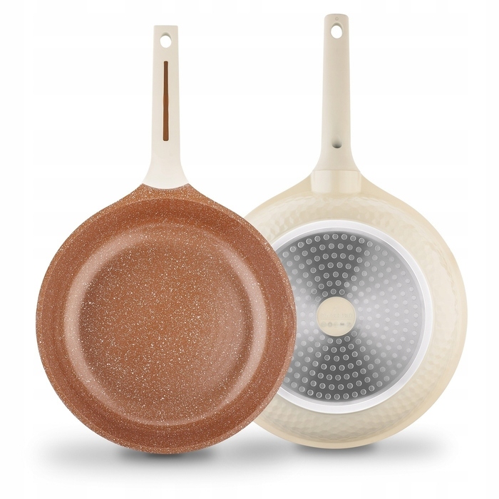 Набір сковорідок Starke Pro Texture Creamy для індукційних та газових плит, кремовий колір, 20/24/28 см