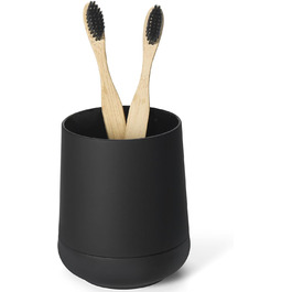 Matte black toothbrush holder for bathroom with silicone boot, modern toothbrush and toothpaste holder for bathroom organizer (black)