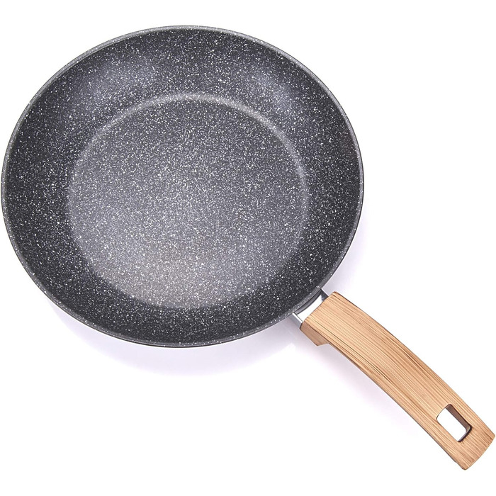 Сковорідки ALLUFLON Etnea Wood антипригарні, набір 20/24/28 см, алюміній, чорні, кам'яна поверхня