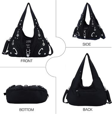 Сумка жіноча Angel Kiss Hobo через плече, чорна, PU шкіра, багато відділень