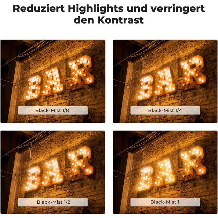 Фільтр K&F Concept 82mm Black Diffusion для створення ефекту кінематографічного розмиття (Mist) - для відео, блогів, портретної фотографії