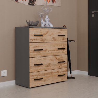 Шафа для взуття Stiv-Meble, 71,2 x 82,9 x 35 см, антрацит, дуб вотан