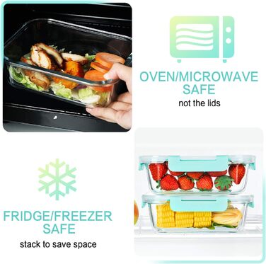 Набір скляних контейнерів для зберігання їжі MCIRCO 1040 мл (5 шт.) з герметичним силіконовим кільцем | Контейнери для їжі, Meal Prep