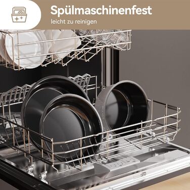 Набір посуду 9-ти частинний з знімним ручками, антипригарне покриття, керамічна сковорода, набір каструль з кришками, для всіх типів плит, безпечний у духовці (сірий)