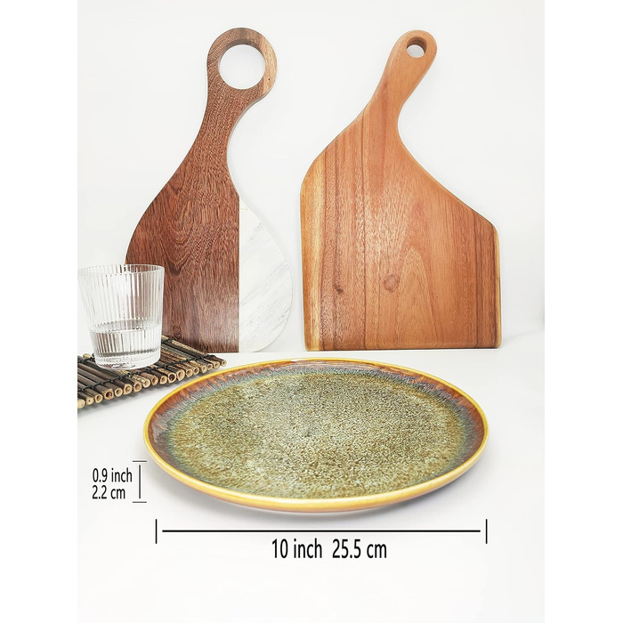 Набір тарілок Ya JU Keramik 4 шт. для основного блюда: стейк, паста, різотто. Мікрохвильова піч, духовка, миття в посудомийній машині, стійкість до подряпин. Колір: коричневий.