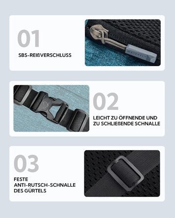 WATERFLY Поясна сумка на пояс для чоловіків та жінок: спортивна сумка на талію, Bum Bag, Hip Bag, Waist Fanny Pack з подовжуваним ремінцем для подорожей, піших прогулянок, дресирування собак, активного відпочинку на природі, блакитний колір