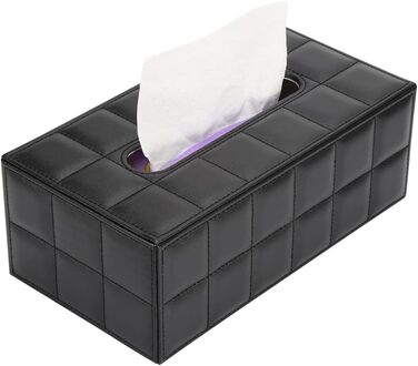 KINGFOM™ Rectangular Leather Cosmetic Tissue Box for Home/Office/Car (Black)