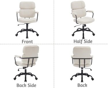 Крісло офісне, комп'ютерне, для дому, з регулюванням висоти, 360° обертання, з підлокітниками, з екошкіри, бежеве