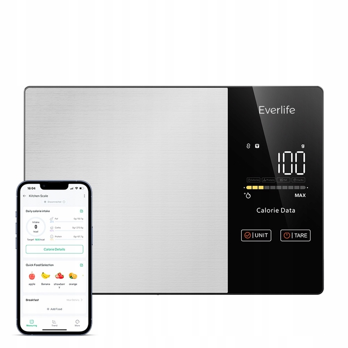 Кухонні ваги Everlife KN2432WB, чорні, 5 кг
