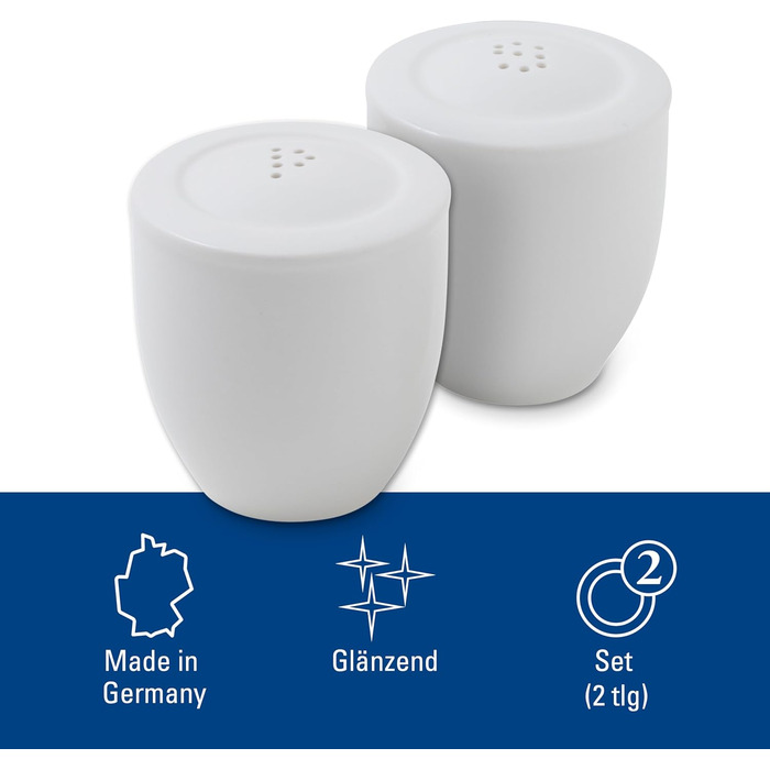 Villeroy & Boch - For Me Set Salt and Pepper Shakers, decorative spice dispensers made of premium porcelain, dishwasher safe, white