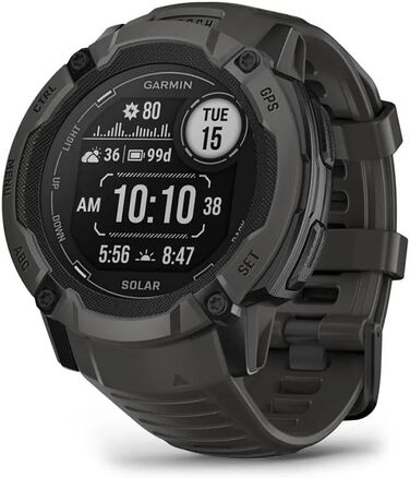 Garmin Instinct 2 – GPS-годинник з нескінченним часом роботи акумулятора (Solar, Шкіряно-сірий, 50 мм)