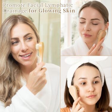 Щітка для пілінгу Uervoton, суха щітка з натуральної щетини Tampico, для проблемної шкіри, целюліту та набряків, покращує кровообіг, з сумкою для зберігання (3 шт.)