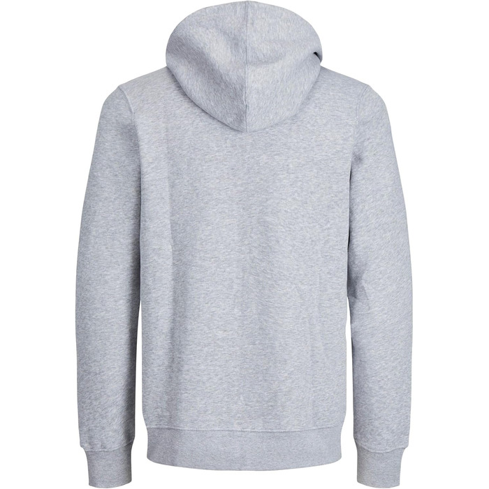 Чоловіча толстовка-худі на блискавці JACK & JONES однотонна, світло-сіра (Light Grey Melange), розмір S
