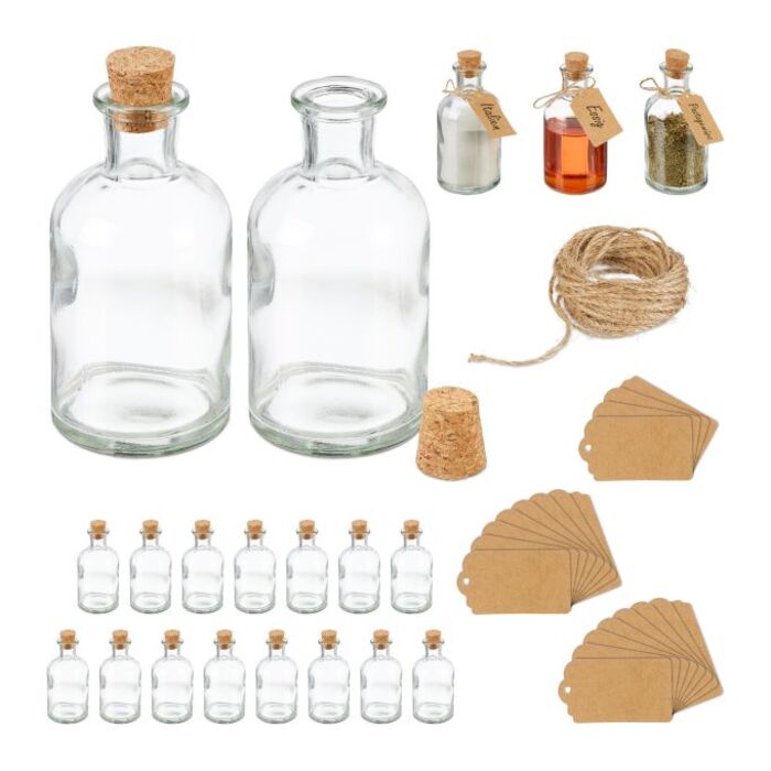 Relaxdays Decorative Glass Set with Cork Stoppers