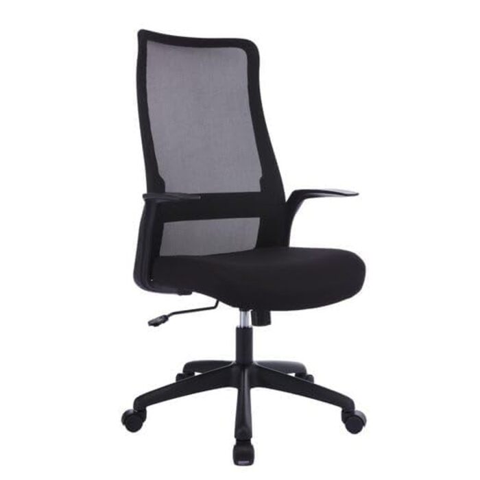 Ергономічне крісло для офісу: регульована висота, зручне, з підлокітниками, чорне
