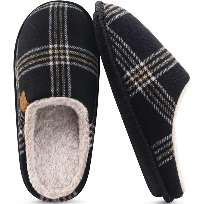 Тапочки жіночі COFACE з фетру, теплі, зручні, з м'якою підкладкою, з антиковзною гумовою підошвою, для дому та вулиці (Чорний, 39 EU)