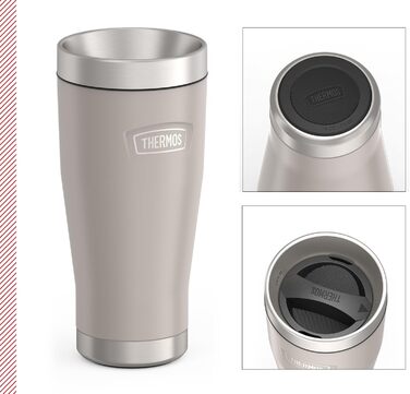 Термос ICON MUG 0,47л, темно-сірий/графітовий матовий, термокружка 0,47л, кавова кружка to go з нержавіючої сталі, ізотермічна кружка, 7 год гаряче / 22 год холодне, придатна для миття в посудомийній машині, абсолютно герметична, без BPA (470 мл, Бежевий 