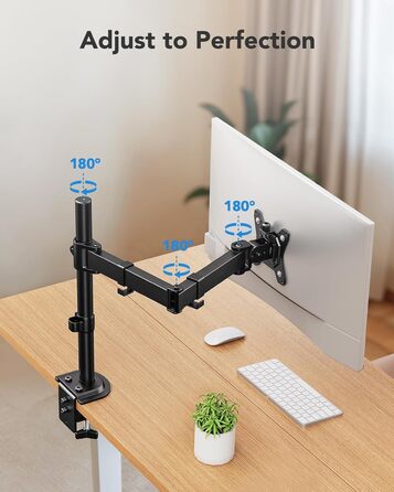 Кріплення для монітора HUANUO, 13-32 дюйми, регулювання висоти, нахил, поворот, VESA 75/100 мм, 2 варіанти монтажу