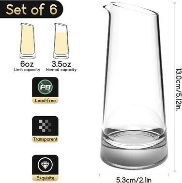 Mini Decanters, 180ml Small - Single Wine Decanter, Glass Wine Decanter Set, Single Glass Decanter, Set of 6