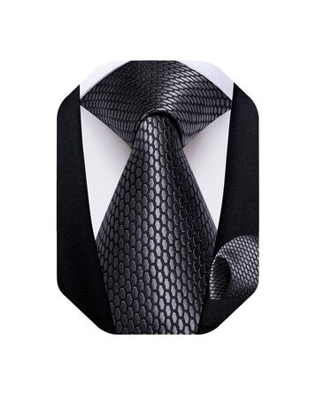 Чоловіча краватка DiBanGu в клітку з шовку, комплект з нагрудною хусткою, запонками та затискачем для краватки в подарунковій коробці для весілля та бізнесу, димчасто-сірий