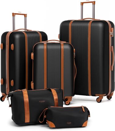 Набір валіз FERGÉ Milano 3 шт. з жорстким корпусом (Handgepäck, L, XL) – кафе (5 шт., чорний)
