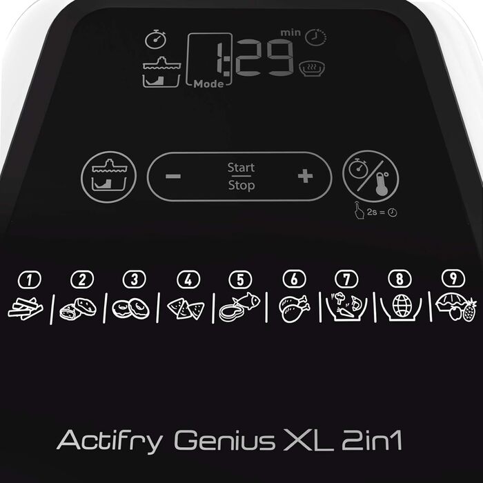 Аерофритюрниця Tefal ActiFry Genius XL 2в1, 1,7 кг, 9 програм, для 8 осіб, з мішалкою, без олії, чорна