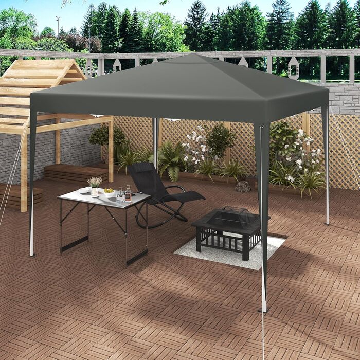 WOLTU Pop-Up Pavilion, Waterproof Folding Pavilion, Sun Shade Event Pavilion, Garden Pavilion for Terrace, Camping, Festival, Pagoda Tent from Oxford Fabric with Metal Frame, 3 x 3 m, PVL0002be (Gray)