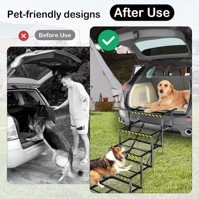 Східці для собак Hunderampe з 5 ступенів, складані, для вантажівок та SUV, регульована висота 35-90 см, до 100 кг