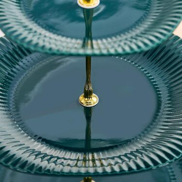 Керамічний триярусний підставка для капкейків, десертів та тортів - зелений